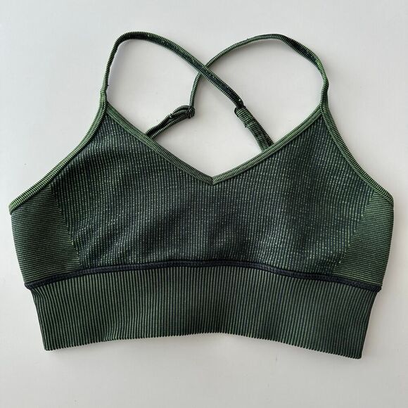 Alo Sports Bra Womens Small Yoga Seamless illusion Movement Strappy Back Gym - Picture 1 of 8